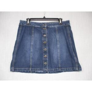 Mudd Blue Aline Retro Stitched Button Front Denim Skirt Womens Size 13